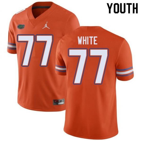 Youth Florida Gators #77 Ethan White NCAA Jordan Brand Orange Authentic Stitched College Football Jersey YVL3762AI